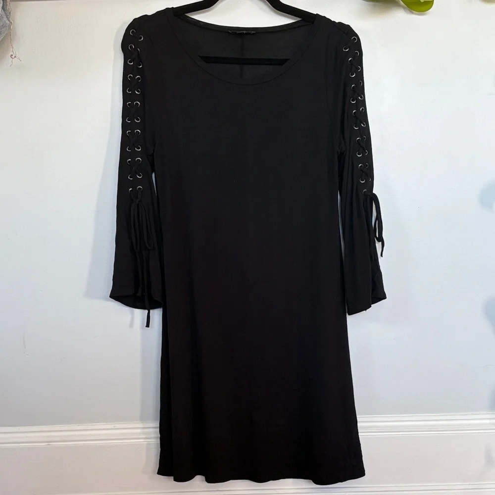 Express Black Lace-Up Sleeve Dress - Picture 1 of 5